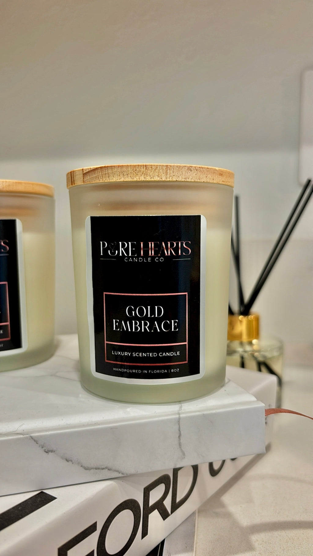Gold Embrace- Frosted Glass